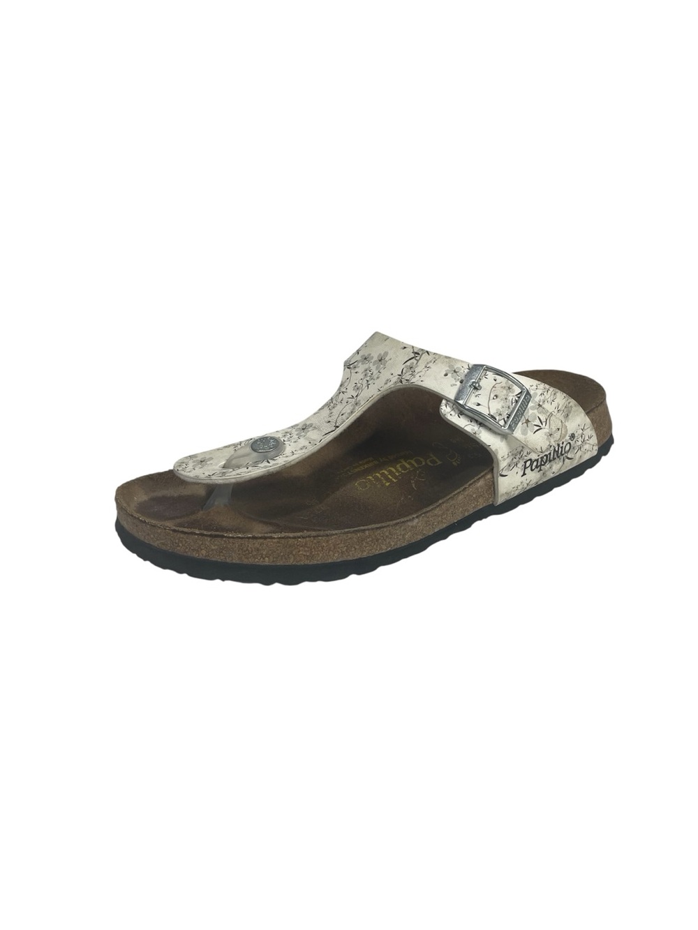 Papillo by Birkenstock Gizeh Thong Sandals Shoes 39 W’s 8 White Grey Floral